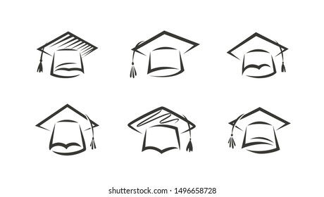 Cap graduate logo. Education icon or symbol. Vector illustration