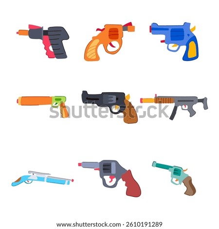 cap gun toy set cartoon. plastic noise, fun pretend, cowboy replica cap gun toy sign. isolated symbol vector illustration