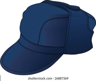 The cap has a peak and ears with outsets.