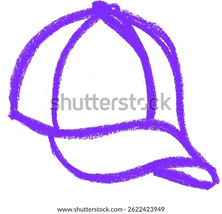 Cap Hat Baseball Equipment Related Icon Crayon Chalk Drawing Vector