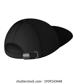 Cap or hat. Mockup and blank template of baseball uniform cap with back side view. Isolated vector illustrations set. Design template, vector eps10 illustration.