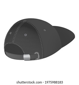 Cap or hat. Mockup and blank template of baseball uniform cap with front, back and right side view. Isolated vector illustrations set. Design template, vector eps10 illustration.