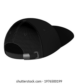 Cap or hat. Mockup and blank template of baseball uniform cap with front, back and right side view. Isolated vector illustrations set. Design template, vector eps10 illustration.