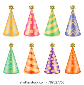 Cap hat for parties, holidays, birthday party decoration congratulations. Vector illustration isolated on white background.