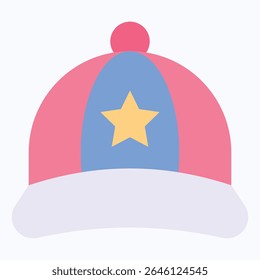 Cap, Hat Printed American Flag, Fourth Of July Icon, Vector Style Flat Icon. 