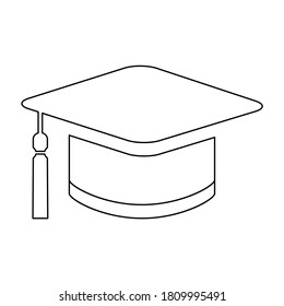 Cap, hat symbol isolated on white background. Graduate education illustration vector icon, success web button
