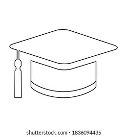 Cap, hat symbol isolated on white background. Graduate education illustration vector icon, success web button