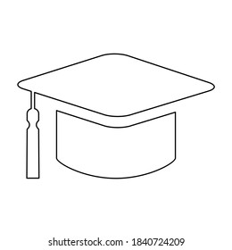 Tapa, símbolo del sombrero aislado sobre fondo blanco. Icono vectorial de ilustración de educación de graduados, botón web de éxito