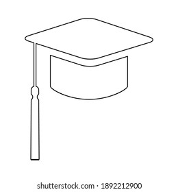 Cap, hat symbol isolated on white background. Graduate education illustration vector icon, success web button