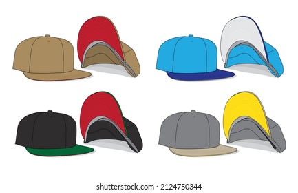 Cap hat template vector adjustable fitted