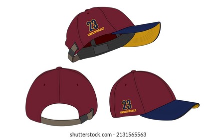 Cap hat template vector adjustable fitted strap