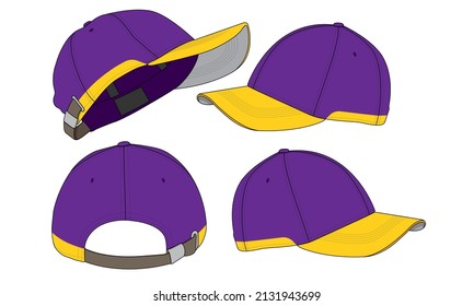 Cap hat template vector adjustable fitted strap