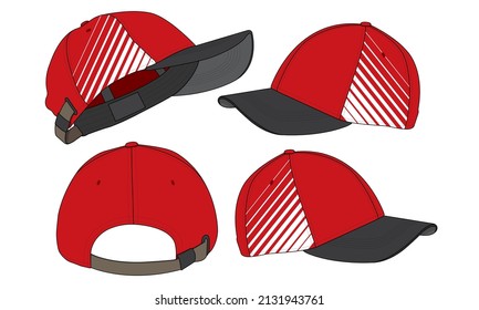 Cap hat template vector adjustable fitted strap