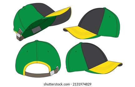 Cap hat template vector adjustable fitted strap