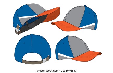 Cap hat template vector adjustable fitted strap