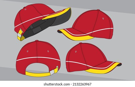 Cap hat template vector adjustable fitted strap