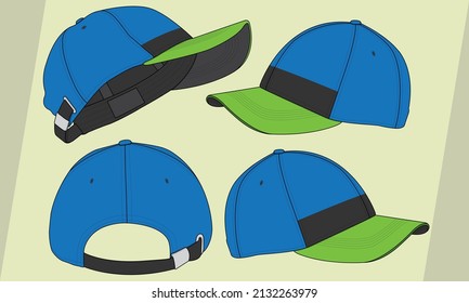 Cap hat template vector adjustable fitted strap