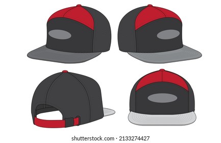 Cap hat template vector adjustable fitted strap