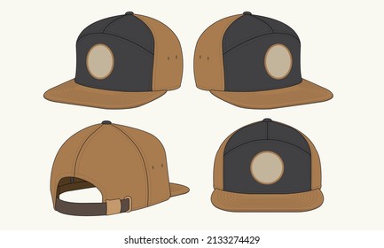Cap hat template vector adjustable fitted strap