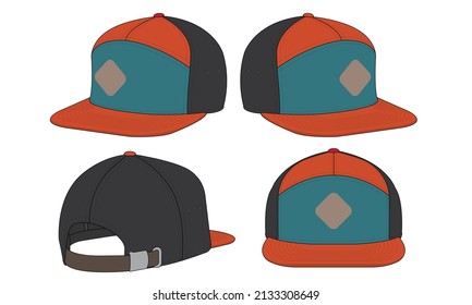 Cap hat template vector adjustable fitted strap