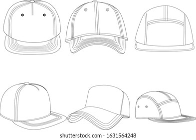 Cap Hats Design Template flat CAD set