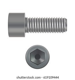 Cap hex socket bolt. Vector 3d illustration isolated on white background