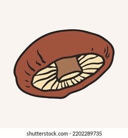 Cap of honey agaric mushrooms, vector illustration. Hand drawn art of edible mushrooms.