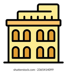 Cap house icon outline vector. Malta map. Skyline european color flat