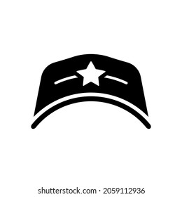 Cap icon. Baseball cap. Black silhouette. Front view. Vector simple flat graphic illustration. The isolated object on a white background. Isolate.