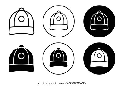 Cap icon. cotton head cap for baseball cricket player sport wear for head protection from sun logo vector mark. teenager hat fashion style of gentleman symbol. sport cap with company logo print sign.