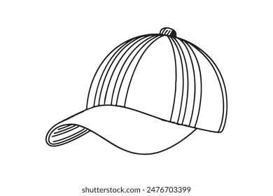 Cap icon. Cricket cap or hat Line art vector 