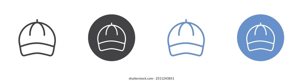 Cap icon Flat set in black and white color