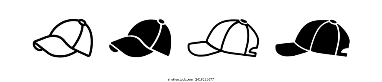 Ilustración de icono de Cap. Símbolo vectorial simple de sombrero. Dirección de la ilustración gráfica aislada. Juego de símbolos de uso de la cabeza. Icono de la cabeza de uso en estilo de diseño vectorial