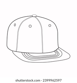 Cap icon line art vector on white background eps