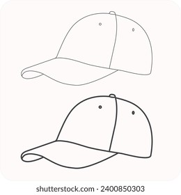Cap icon line art vector on white background eps