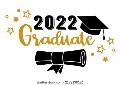 Cap icon and quote for graduation party, invitation card, banner. University, school, academy vector symbol with black hat