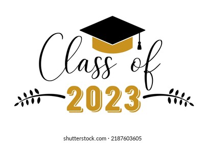 Icono de tapón y presupuesto para la fiesta de graduación, tarjeta de invitación, banner. Universidad, escuela, academia símbolo vector con sombrero oro y negro
