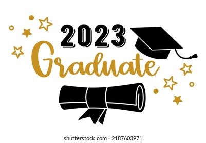 Cap icon and quote for graduation party, invitation card, banner. University, school, academy vector symbol with black hat