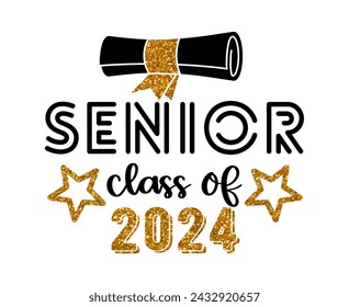 Cap icon and quote for graduation party, invitation card, banner. University, school, academy vector symbol with gold and black scroll