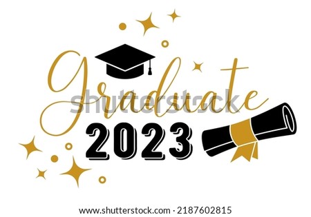 Cap icon and quote for graduation party, invitation card, banner. University, school, academy vector symbol with black hat