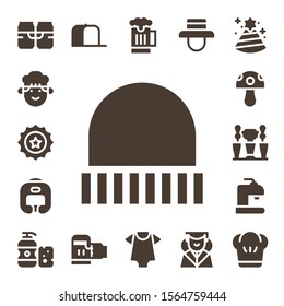 cap icon set. 17 filled cap icons.  Collection Of - Beer, Chef, Beer cap, Boxing helmet, Mushroom, Beer tap, Shampoo, Baby clothes, Hat, Graduation, Party hat icons