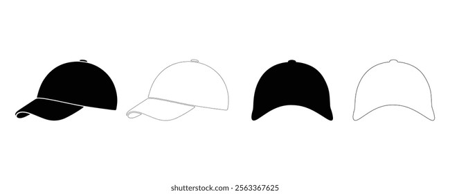 cap icon set, Baseball hat icon. Cap icon. Vector illustration.