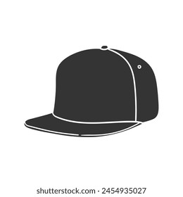 Cap Icon Silhouette Illustration. Hip Hop Vector Graphic Pictogram Symbol Clip Art. Doodle Sketch Black Sign.