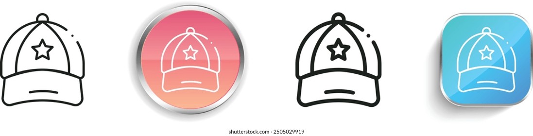 cap icon. Thin Linear, Regular and Button Style Design Isolated On White Background