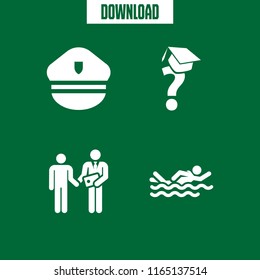 cap icon. This set with graduations questions, police hat, graduation and swimming vector icons for mobile and web