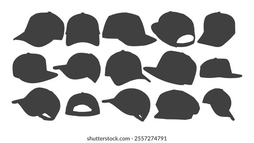 Cap icons set cartoon vector. Baseball hat. Sport head Cap vector design illustration isolated on white background