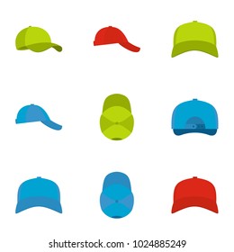 Cap icons set. flat set of 9 cap vector icons for web isolated on white background