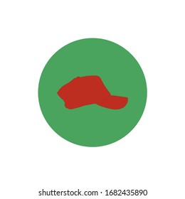 Cap illlustration. Vector icon isolated on green background. Flat style.
