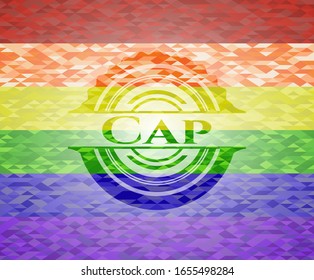 Cap lgbt colors emblem. Vector Illustration. Mosaic.