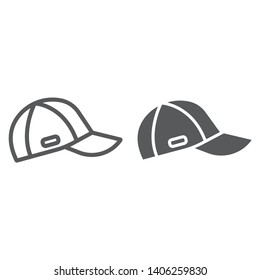 Cap line and glyph icon, clothes and accessory, sport hat sign, vector graphics, a linear pattern on a white background, eps 10.